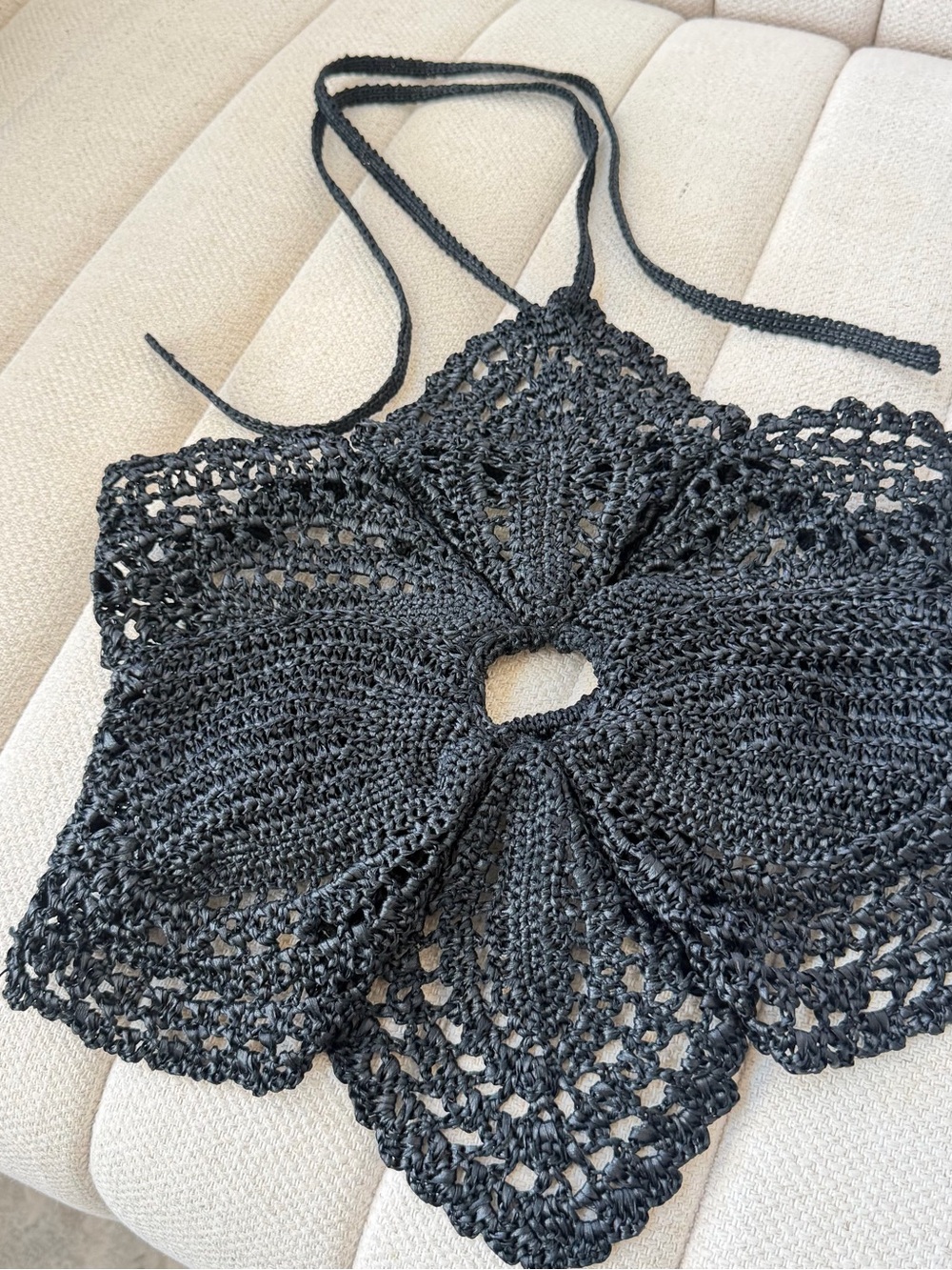 Cult Gaia - Hand-Crocheted Black Floral Halter Top - Picture 2 of 5